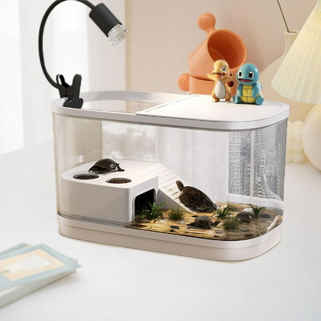 BELOVING Réservoir Tortue avec Couvercles Multifonction avec Plateforme pour Léopard Gecko Scorpion Beige Grand