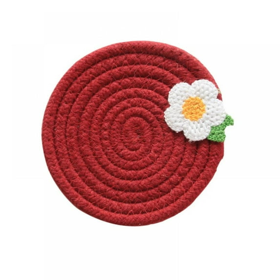 Catlerio Stylish Handmade Braided Drink Coasters 100% Cotton Heat-Resistant Round Coasters for Cup