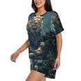 thumbnail image 2 of Fotbe Starry Sky Meditating Lion Print Pajama Set for Women 2 Piece Loungewear Short Sleeve Tops and Shorts Set Soft Sleepwear-3X-Large, 2 of 7