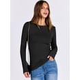 thumbnail image 4 of Camiseta ANRABESS de corte ajustado, tejido acanalado, manga larga, negra, talla S, 4 of 6
