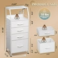 thumbnail image 3 of KWUXIN Night Stand with Charger Station, White Nightstand with LED Light and 4 Storage Drawers, Tall Dresser for Bedroom, 37.48" H Bedside Table with Fabric Bins, Wood Shelf, 3 of 7