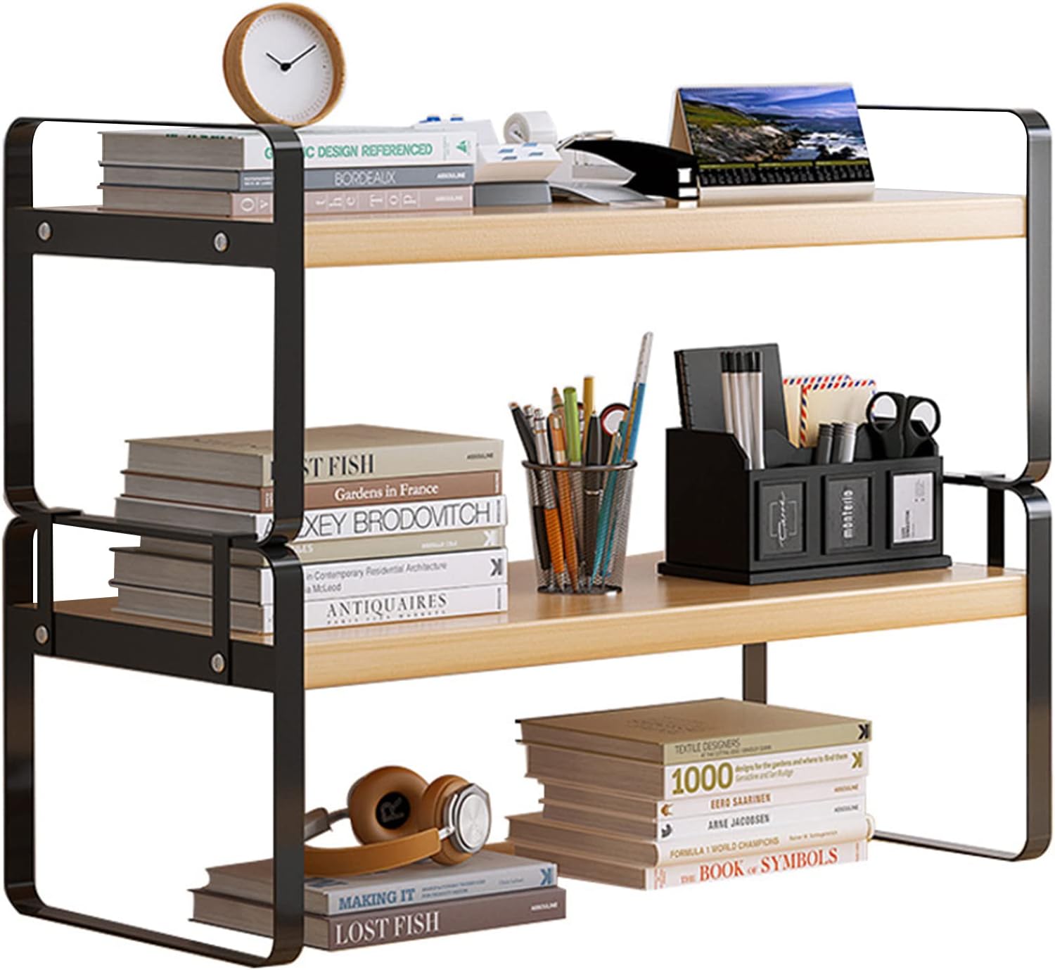 ZeenArt Desktop Organizer, Wooden Desk Shelf Organizer for Home Office