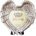 thumbnail image 1 of Marco de fotos con alas de ángel y corazón de amor plateado, decorativo, con vidrio de alta definición para exhibir fotografías en la mesa o en el escritorio, 4 x 4, 1 of 6