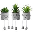 thumbnail image 1 of 3 PCS Creative Artificial Succulent Plants with Grey Pots, Mini Potted Succulents Decor for Home Decor, 1 of 5