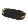 thumbnail image 3 of DecMode 19" x 10" Black Marble Oval Leaf Tray with Gold Twisted Metal Handles, 1-Piece, 3 of 7