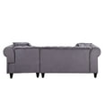 thumbnail image 5 of L-shaped Sofa with Two Pillows, Retro Velvet Couch with Nail Head Trim and Rolled Arm, for Living Room, Gray, 5 of 6