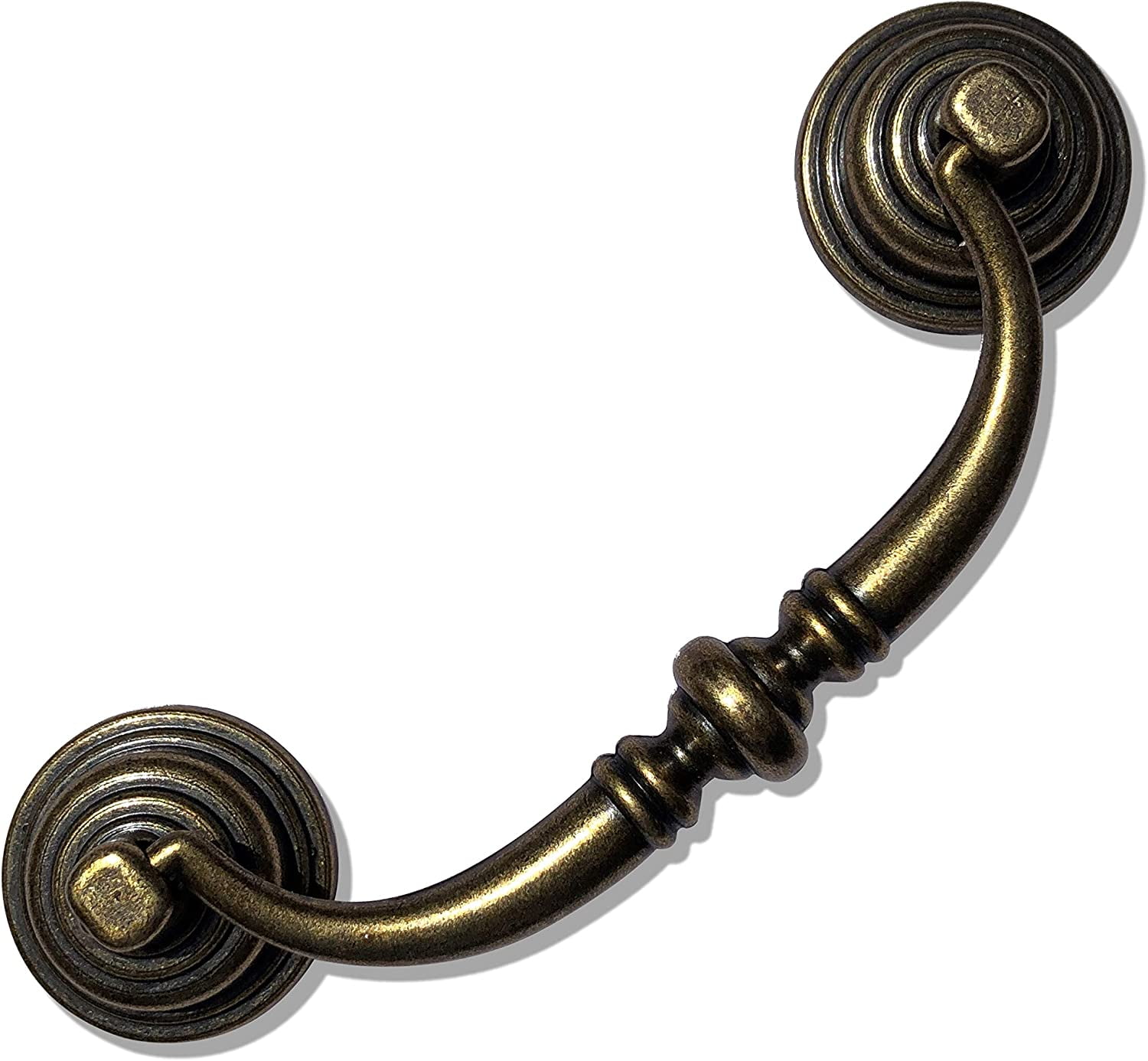 6 Pack 3.5" Hole Center Shabby Chic Drawer Pulls Handles Antique Bronze Kitchen Cabinet Drop Bail Pulls Handles (89mm/Antique Brozne)
