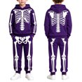 thumbnail image 3 of HAYIMI Boys Girls Halloween Skeleton Printed 2 Piece Outfit Set, Long Sleeve Hooded Sweatshirt with Graphic Joggers Pants, Kids Holiday Loungewear Tracksuit Clothes Sets, 3 of 9