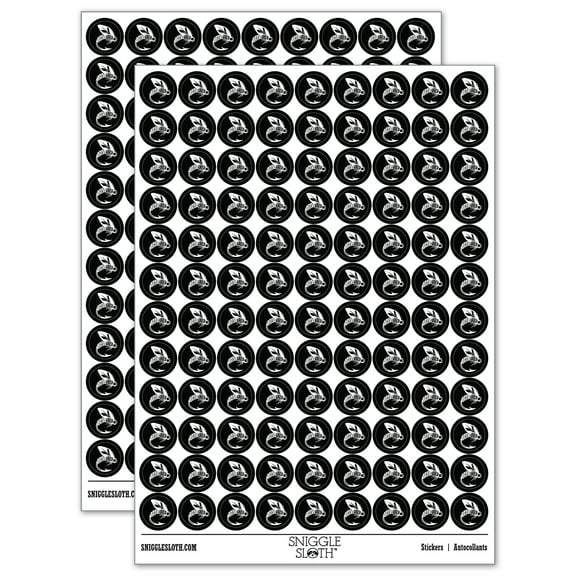 Fly Fishing Hook Lure 200  Round Stickers - Black - Gloss Finish - 0.50" Size