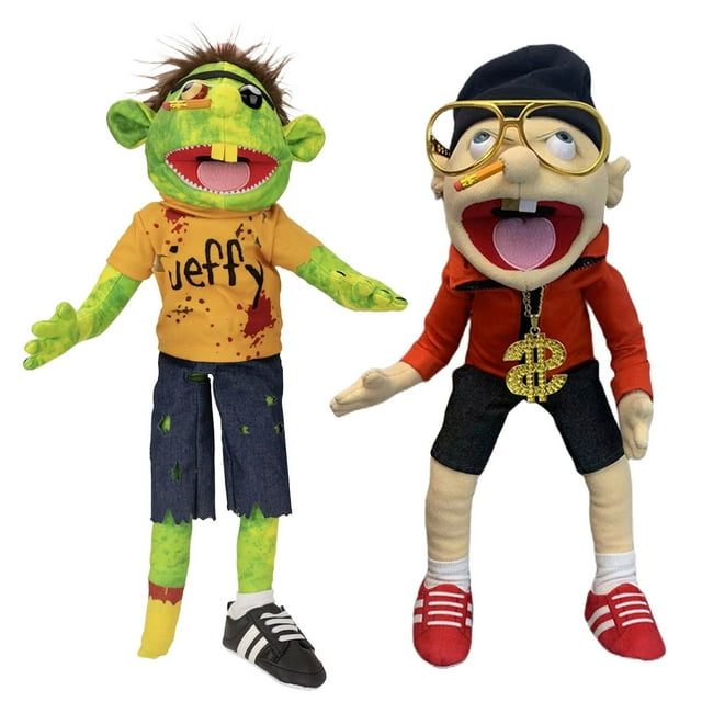 Handmade Zombie Jeffy Puppet, Jeffy Hand Puppet Collection Stuffed Animation Character Plush Toy, 23 inch