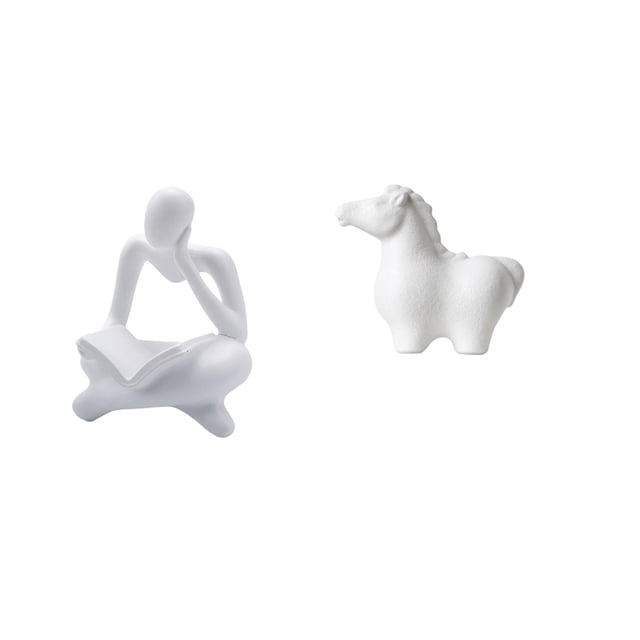 Estatua de abstracta de caballo pensador, escultura decorativa de animal para mesa, sala de estar, estantería de oficina, armario, chimenea,