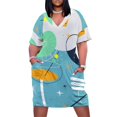 thumbnail image 1 of Vestido de verano para mujer 2025 con bolsillos sueltos, estilo retro atómico abstracto y estilo playero., 1 of 6