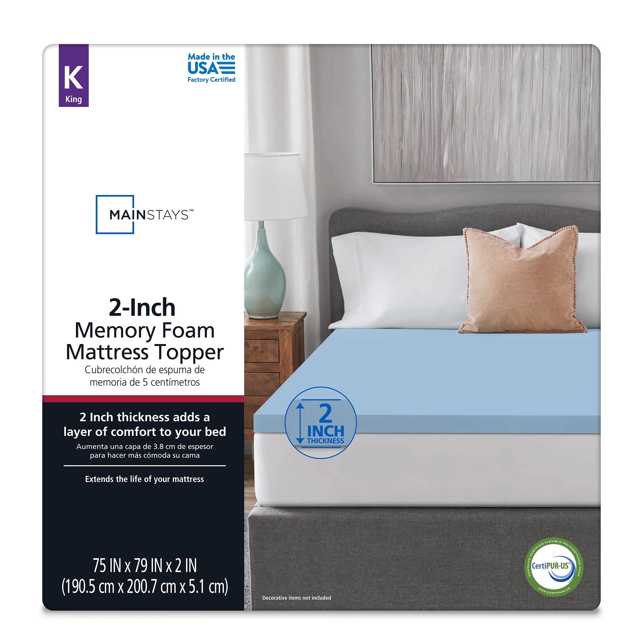 Mainstays 2 inch gel infused memory foam discount