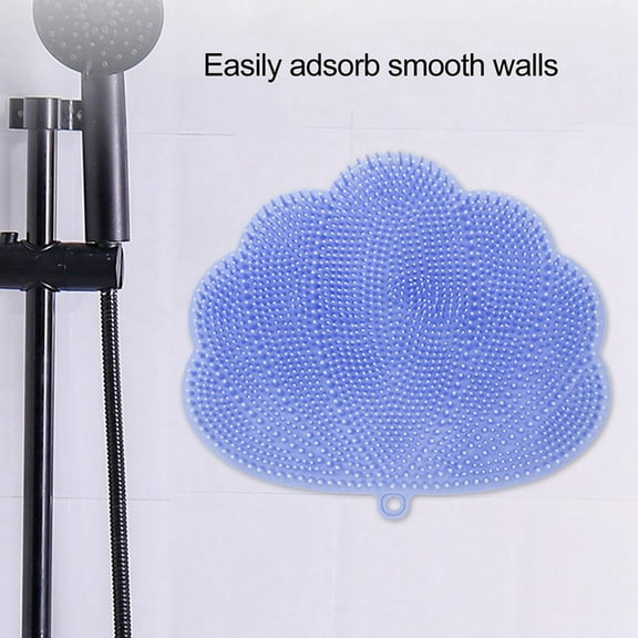 Wall-Mounted Hands-Free Back and Foot Scrubber with Suction Cups - Deep Clean and Exfoliate in the Shower Blue