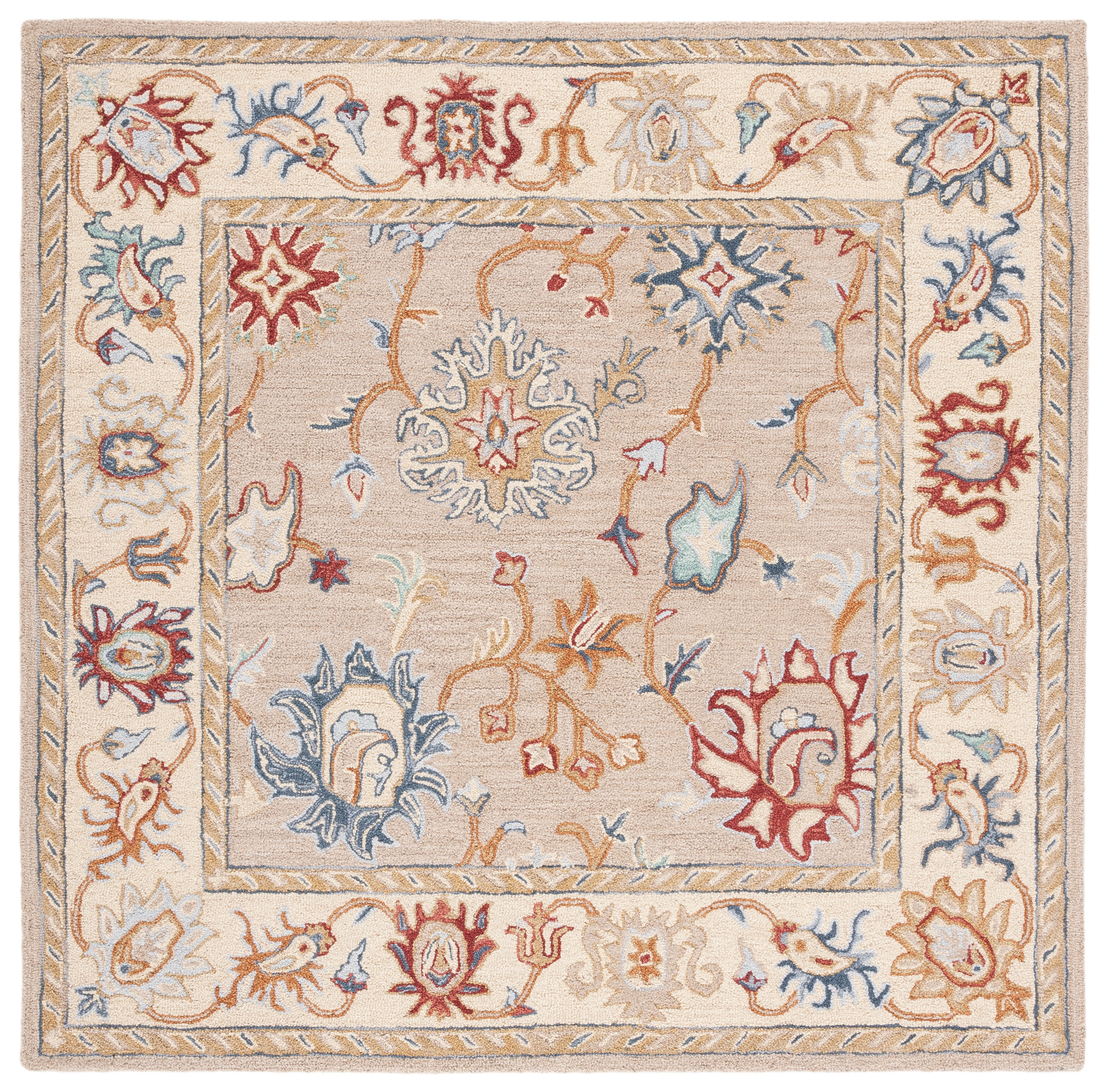 Safavieh Heritage Luvina Floral Wool Area Rug, Brown/Beige, 6' x 6' Square