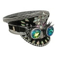 thumbnail image 2 of Sombrero plano con diamantes de imitación Yinane para mujer fiesta Halloween Negro, 2 of 8