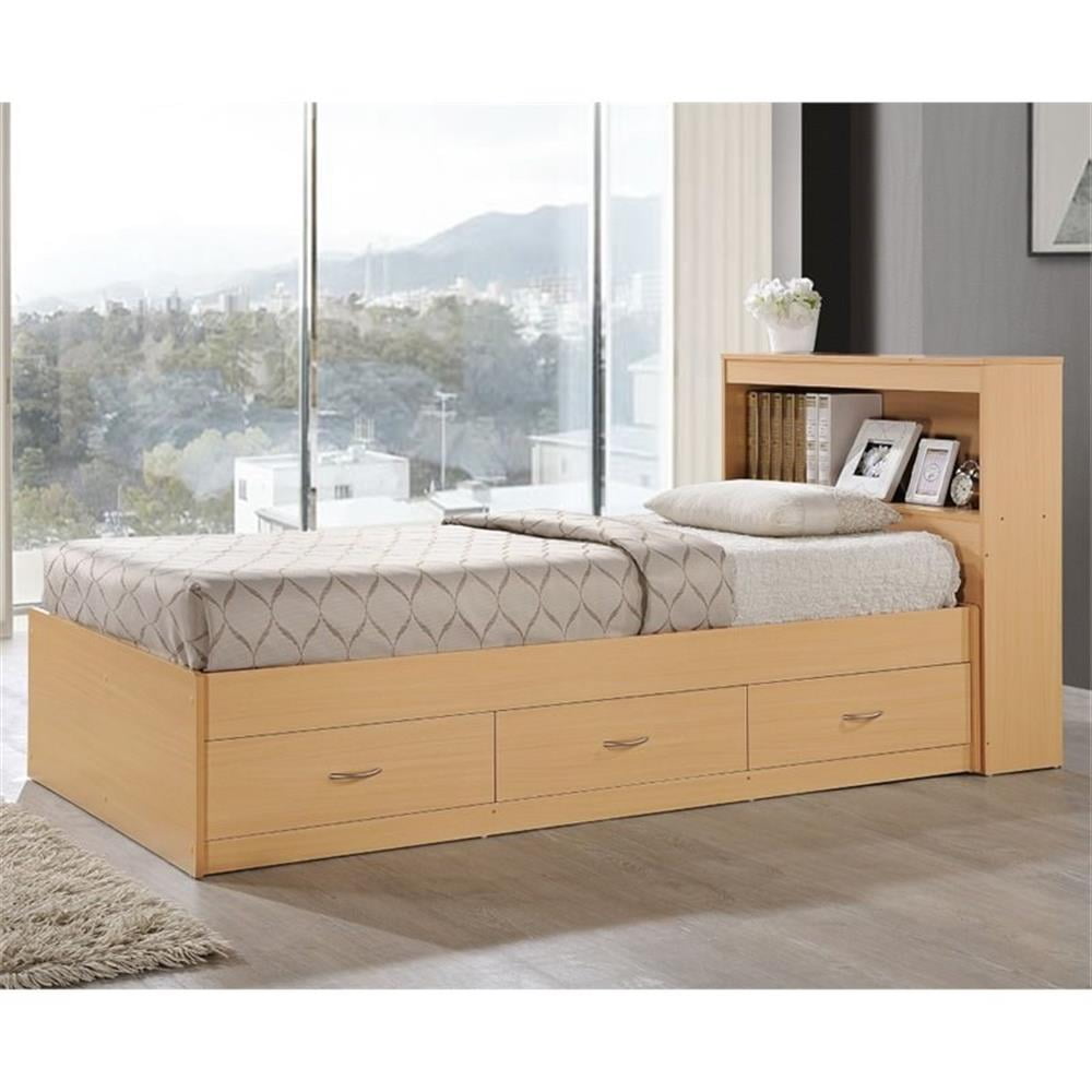 Pemberley Row Engineered Wood Beech Twin Captain Bed Rectangular With Storage 35" H x 41.4" W x 84.5" D Unassembled
