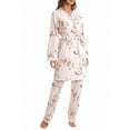 thumbnail image 2 of SUNSIOM Women's Fall Loungewear Set, Lace Patchwork Cami Tops + Pants + Robe 3 Pieces Sleepwear, 2 of 9