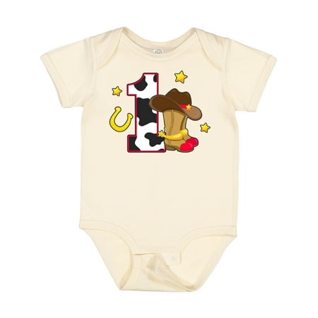 

Inktastic Cowboy Birthday One Year Old with Cowboy Boots Gift Baby Boy Bodysuit