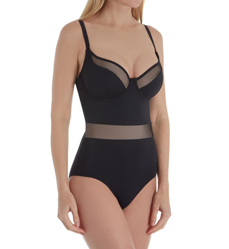 black one piece swimsuit with underwire