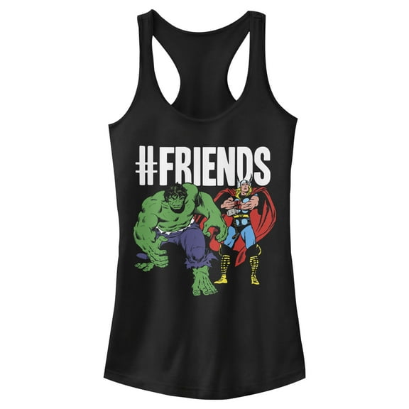 Junior's Marvel # Thor Hulk  Racerback Tank Top Black Small