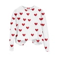 thumbnail image 4 of VALMASS Valentine's Day Plus Size Heart Print Sweatshirts Casual Long Sleeve Tops Loose Cozy Oversized Crewneck Sweatshirts (M, White), 4 of 5
