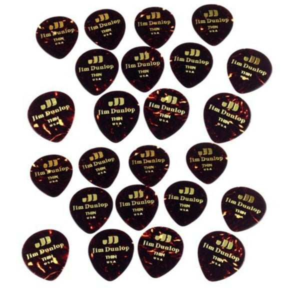 Dunlop Guitar Picks Teardrop Classic Celluloid Thin Shell 24 Pack