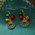 thumbnail image 4 of Red Green Christmas Drop Dangle Earrings for Women Gold-Toned Long Chain Jingle Bell Wreath Snow Santa Claus Round Ball Dangling Fish Hook Studs Earring Funny Xmas Holiday Jewelry, 4 of 6
