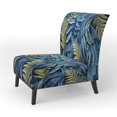 thumbnail image 3 of Designart « Blue Ferns Cobalt Charm II » Fauteuil d'Appoint Rembourré à Fougères Bleues - Fauteuil Moderne pour Salon, 3 of 7