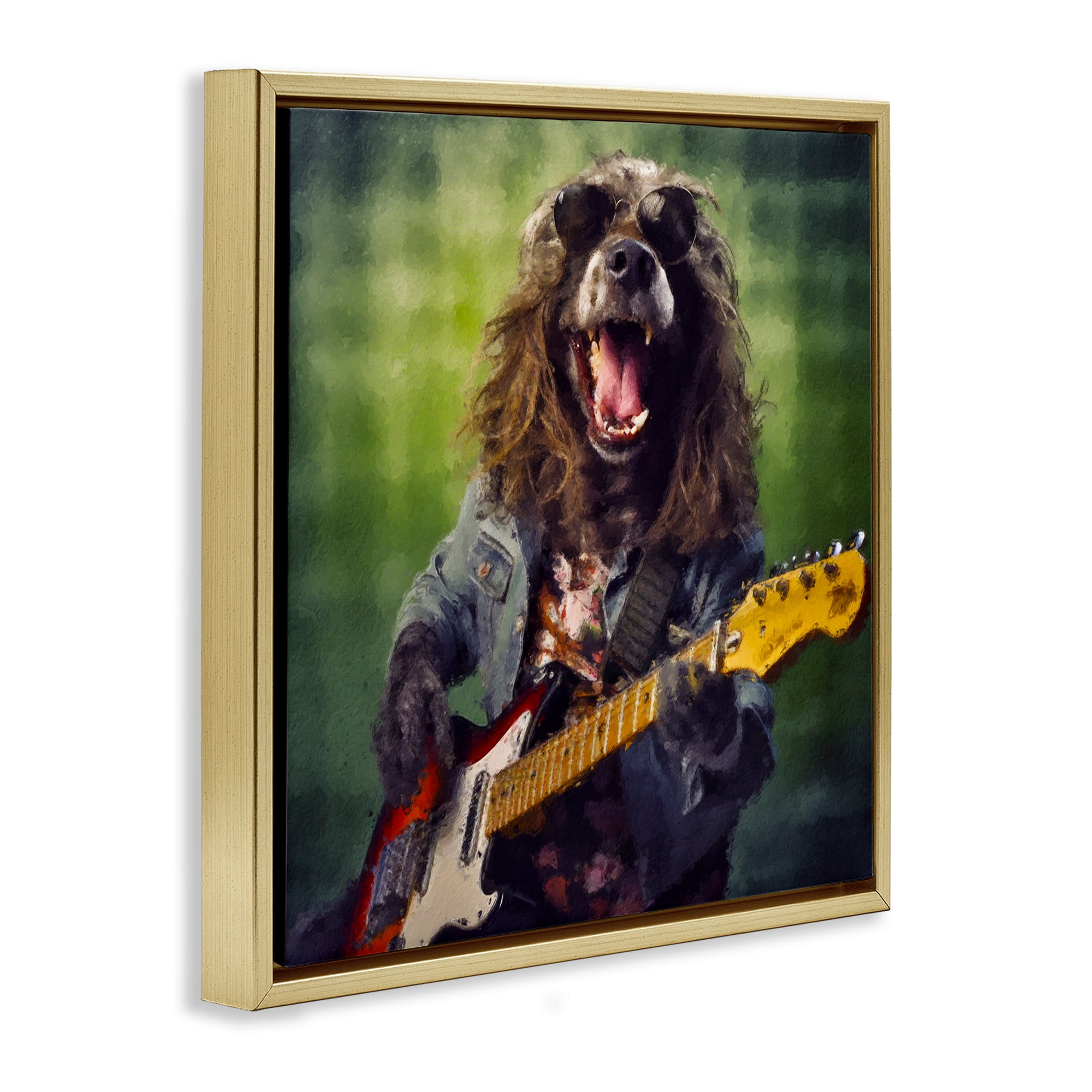 Musician Mutt Halen Gold Framed Floater Canvas Wall Art, design by Sean Parnell