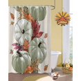 thumbnail image 2 of Fall Thanksgiving Sage Green Pumpkin Orange Maple Leaf Beige Shower Curtain Set ，Waterproof Fabric Shower Curtains Shower Curtains for Bathroom,Bathroom Decor 48"x72", 2 of 7
