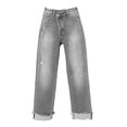 thumbnail image 5 of Women's Irregular Waistband Denim Jeans, Elastic Stretch Retro Streetwear Straight Leg Pants, Casual Distressed Jeans for Women, Unisex Baggy Trousers Light Ashy XXL, 5 of 5