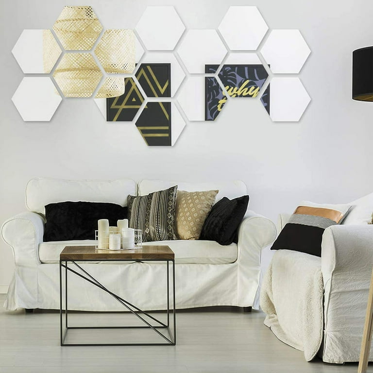 12Pcs DIY Wall Sticker Hexagonal 3D Mirror Self Adhesive Mirror Tiles for  Home Decor Gold Silver - Walmart.com
