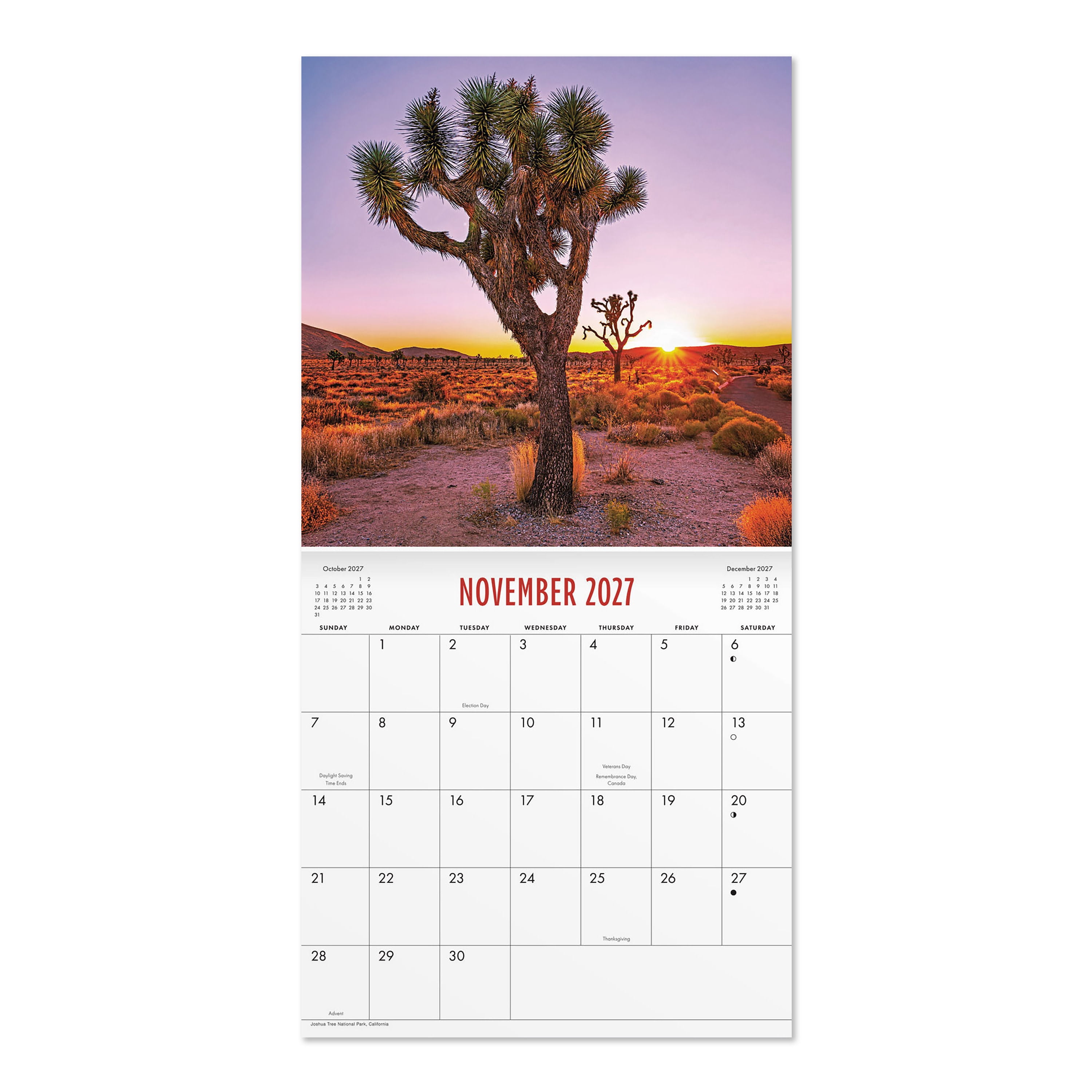 2027 National Parks Mini Hanging Wall Calendar 7x7 January-December Gridded