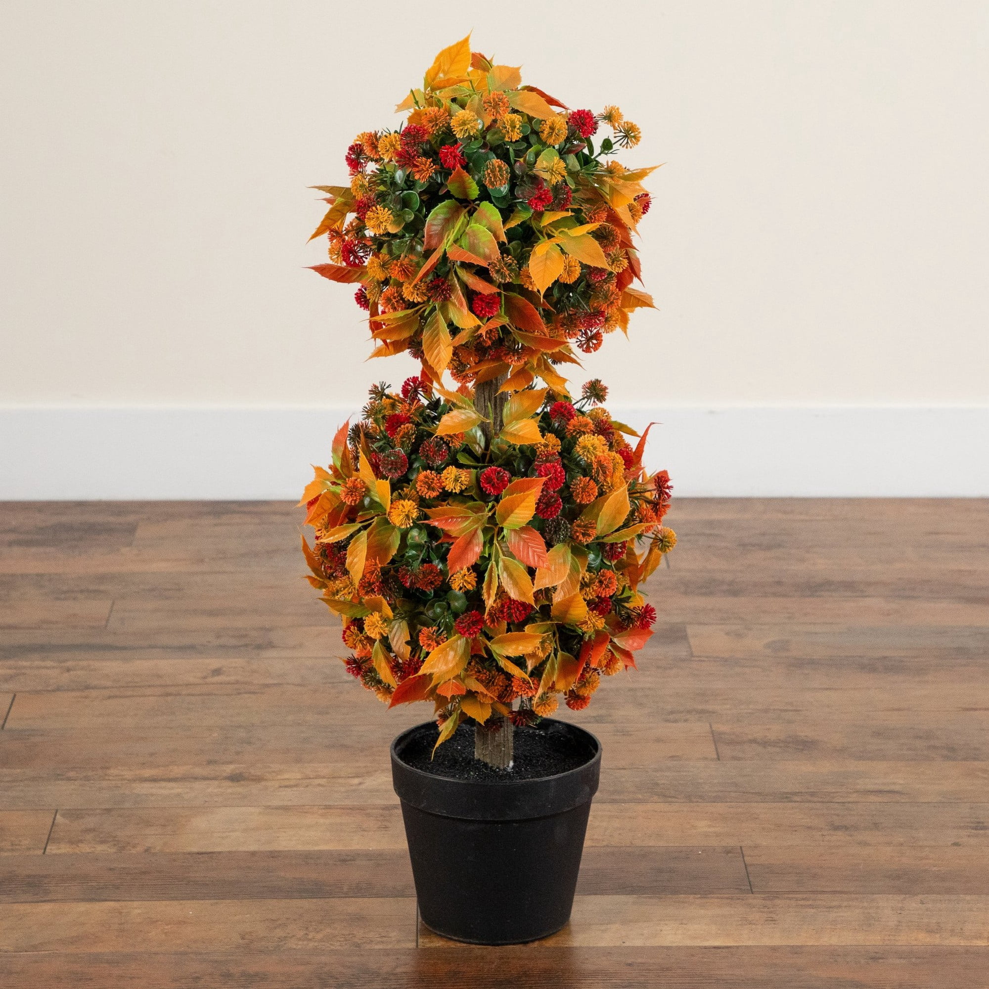 3ft. UV Resistant Artificial Fall Mum Double Ball Topiary Tree (Indoor/Outdoor)