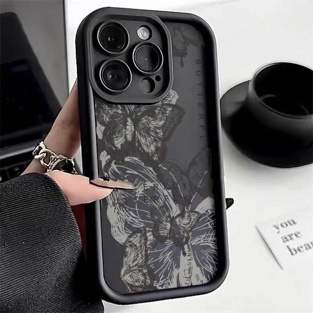 INS Retro Butterfly Silicone Phone Case For iPhone 11 12 13 14 15 Pro Max Plus XS X XR SE2020 Shockproof Bumper Back Cases Cover RJ