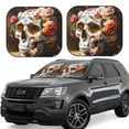 thumbnail image 1 of Saiise Rose Floral Skull for Foldable Car Sun Shades (2-Pack) Offer Sun Protection with an Easy-fold Design for Convenient Windshield Shading-Medium, 1 of 6