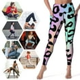thumbnail image 5 of Leopard Print Pattern Rainbow Colors Leggings Jogger Pants Women's Tights Womens Leggings, 5 of 6