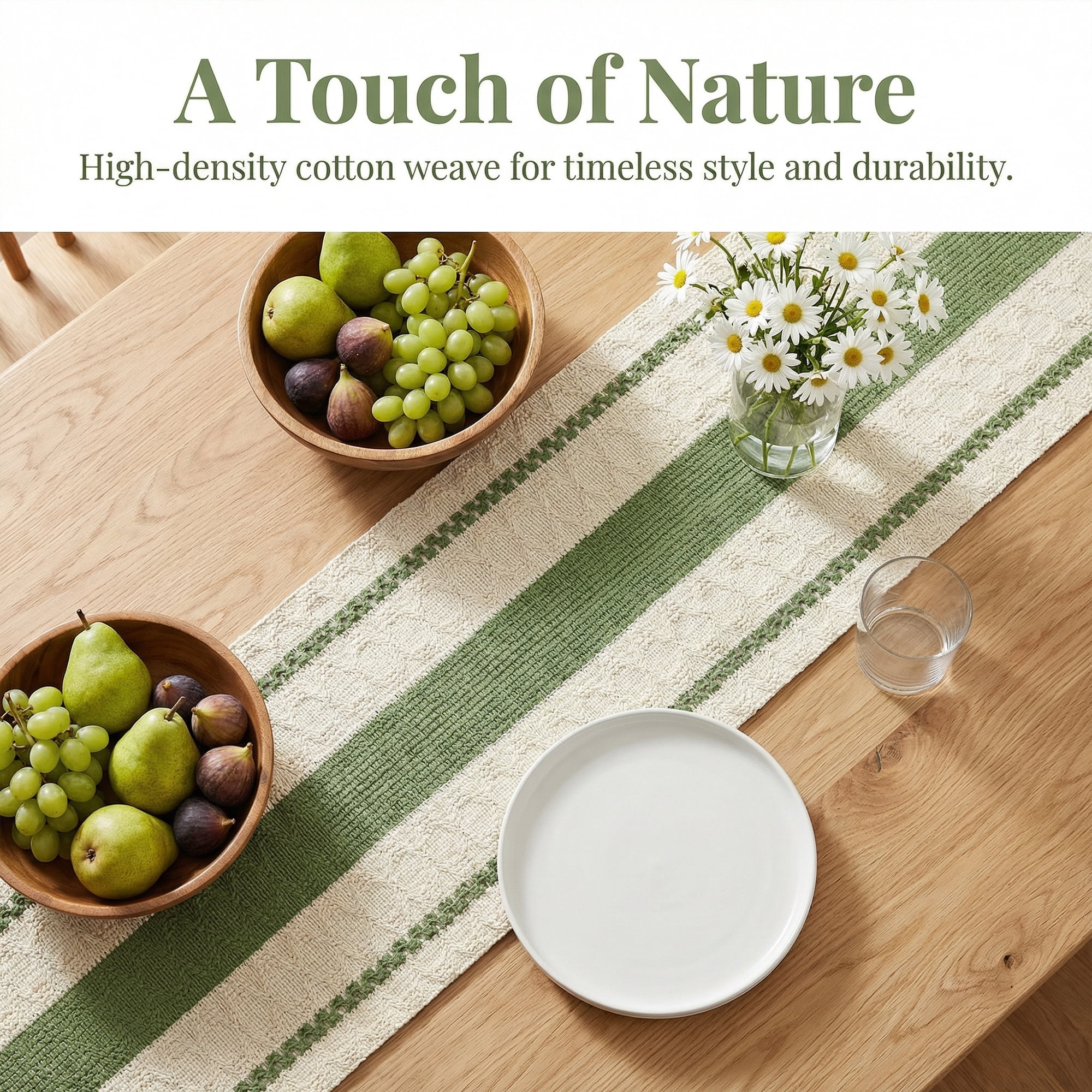 Unique Bargains Farmhouse Polyester Table Runner for Birthday Decoration Green 11.8"x70.9"
