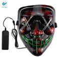 thumbnail image 2 of Deago Halloween Mask LED Light Up EL Wire Cosplay Glowing Mask The Purge Movie Scary Festival Costume with AA Battery, 2 of 4