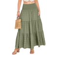 thumbnail image 5 of Women's Tiered Layered Smock High Stretch A-Line Flowy Long Maxi Skirt with Pockets, 5 of 8