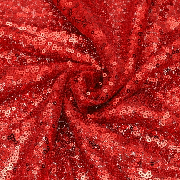 Red Sequin Fabric, by The Yard, 1 Yard Length 4.3ft Wide Sequin Velvet Fabric Shiny Sparkly Cloth for DIY Sewing, Dress, Backdrop, Tablecloth, Table Runner