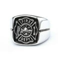 thumbnail image 5 of K-KED Black/Red Enamel Fire Department Firefighter Ring Stainless Steel Fireman Ring-10-Red, 5 of 9