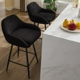thumbnail image 3 of Garvee Modern Swivel Bar Stools Set of 2, 26" Counter Height Bar Stools for Kitchen Island, Upholstered Sherpa Fabric Barstools Island Chairs with Backs and Metal Legs, Black, 3 of 7