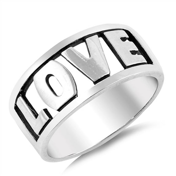 Antiqued Love Word Purity Girlfriend Ring .925 Sterling Silver Band Jewelry Female Male Size 5