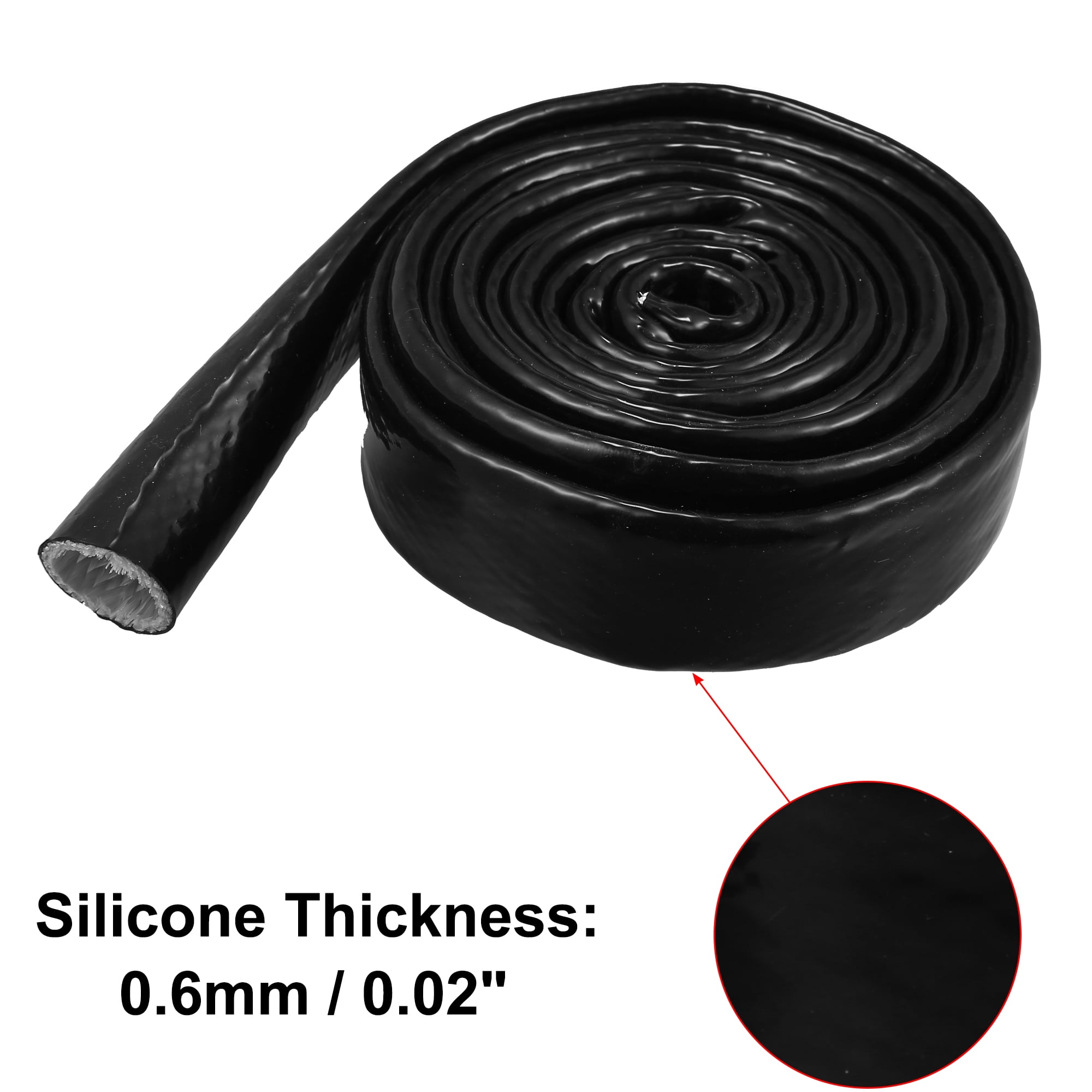1" ID x 10FT Heat Shielded Fire Sleeve Silicone Coated Fiberglass Tape for Automotive Hose Lines Wires Electrical Wiring