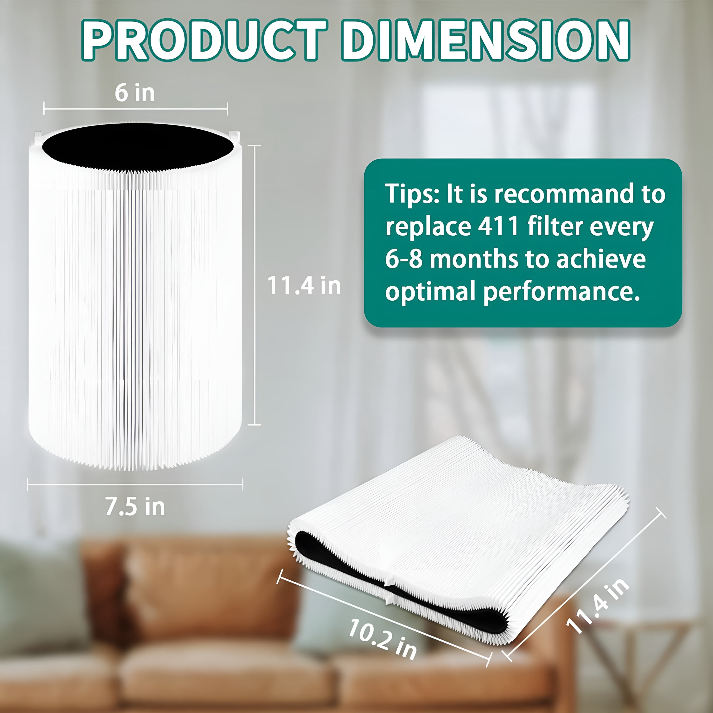 AMI PARTS 411 Filter Replacement True HEPA Filter for Blue Pure 411, 411+, 411 Auto and MINI Air Purifier