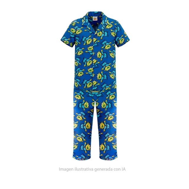 Pijama Toy Story para Niño Set Camisero Manga Corta con Pantalón Azul Talla 4, 2 Piezas