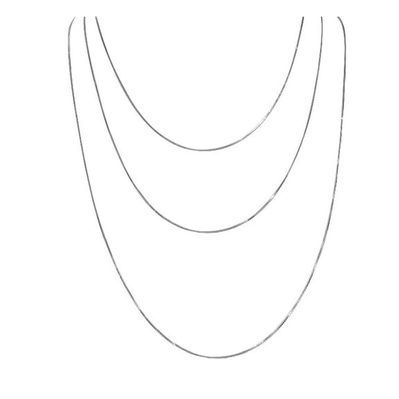 LaRaso & Co 925 Sterling Silver Box Chain Necklaces, Set of Three (20, 24 and 30 inch)