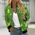thumbnail image 1 of Chaqueta informal de manga larga sin capucha y con capucha para mujer, moderna, con estampado navideño, con cremallera y bolsillo, de poliéster., 1 of 4